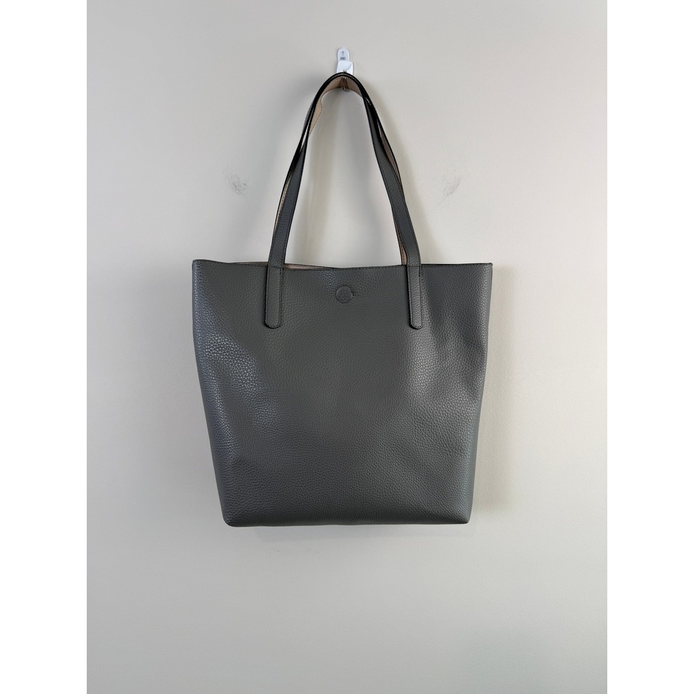 Pebbled Faux‎ Leather Tote Bag Women Large Grey Minimalist Shoulder Bag